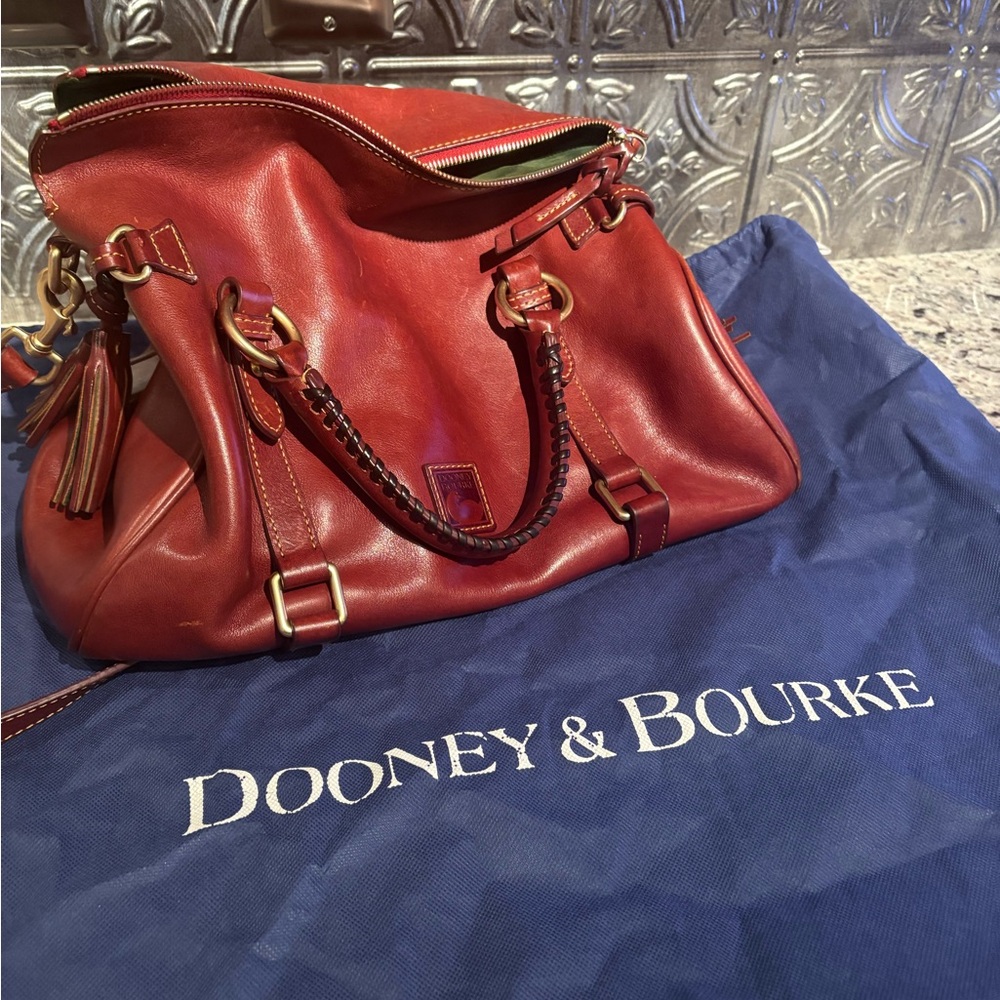 Dooney & Bourke Mahogany Leather Satchel with Gold Hardware
